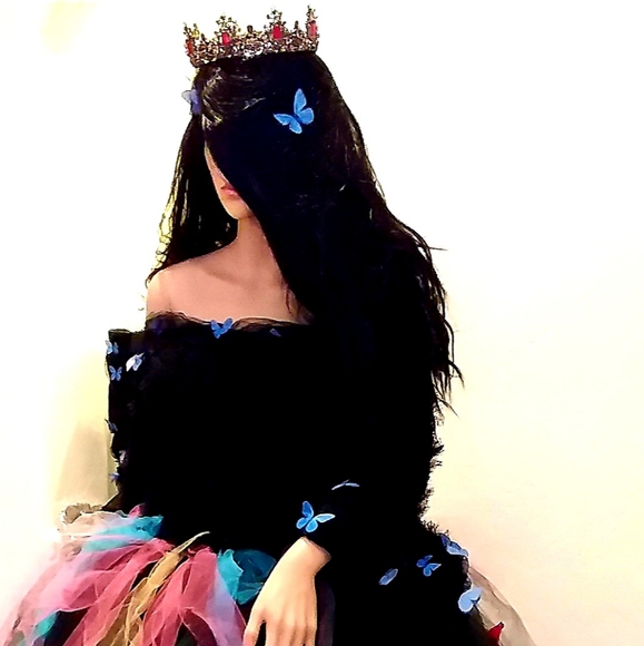 "BRANWYN" Black Butterfly Woodland Wedding Sweater Ballgown Set - Picture 4 of 9